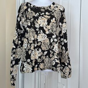 Emma James Lightweight Knit Sweater Cotton Blend Rose Pattern Light Sequins NWT